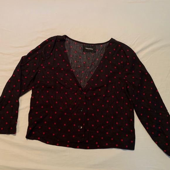 Reformation Tops - REFORMATION Black/Red Polka Dot Button Up Blouse